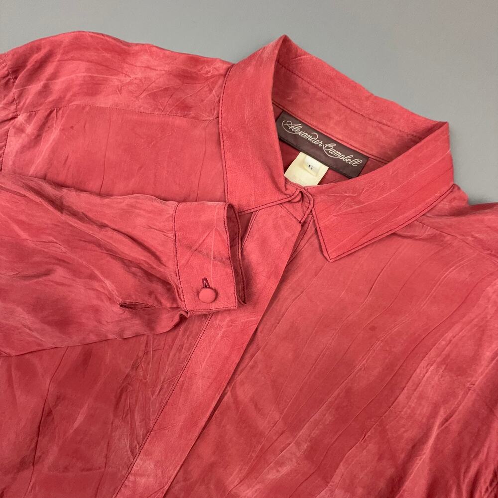 Alexander Campbell Pink Button Front Blouse Womens 6 Classic Minimalist